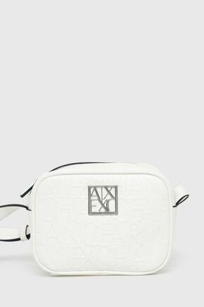 Torba Armani Exchange boja: bijela - bijela. Mala torba iz kolekcije Armani Exchange. na kopčanje model izrađen od ekološke kože.