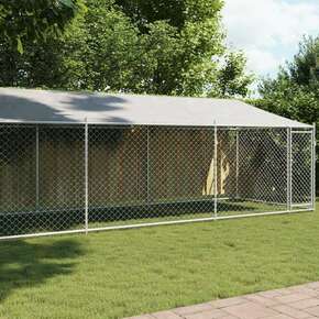 Kavez za pse s krovom i vratima sivi 8x2x2 m pocinčani čelik