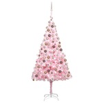 vidaXL Umjetno božićno drvce LED s kuglicama ružičasto 210 cm PVC