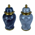 Tibor DKD Home Decor Porcelain Blue Golden Marble Modern 17 x 17 x 32 cm (2 Units)