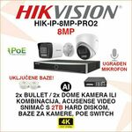 HIKVISION 4K IP POE KOMPLET SA 2 KAMERE I OPREMOM HIK-IP-8MP-PRO2