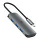 Hub 6in1 USB-C do 3x USB, USB-C, SD kartica, Micro SD kartica Cygnett SlimMate 100W (siva)