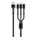 USB na Lightning / Micro USB / USB-C kabel LDNIO LC93 3u1, 3.4A (crni)