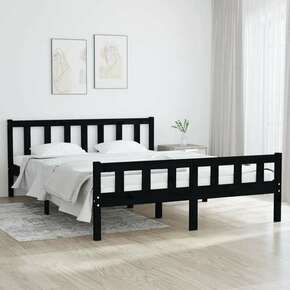VidaXL Okvir za krevet od masivnog drva crni 150 x 200 cm 5FT King