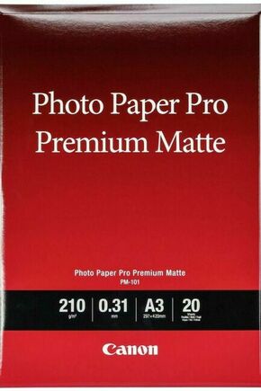Canon Photo Paper Pro Premium Matte PM-101 32.9x48.3cm A3+ 20 listova foto papir za ispis fotografije Smooth matte 210gsm ISO92 0.31mm A3PLUS 20 sheets PM101A3PLUS (BS8657B007AA)