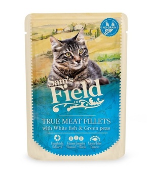 Sam's Field True Meat Fillets - White fish &amp; Green peas 85 g