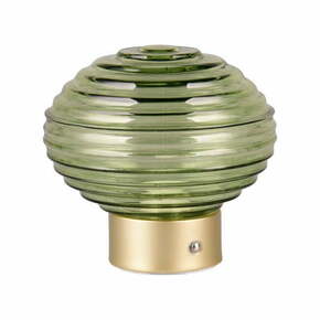 Zelena/u zlatnoj boji LED stolna lampa s mogućnosti zatamnjivanja sa staklenim sjenilom (visina 14