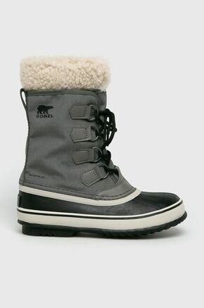 Sorel Čizme za snijeg Winter Carnival - siva. Čizme za snijeg iz kolekcije Sorel. Model izrađen od kombinacije prirodne kože i tekstilnog materijala.