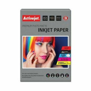 Mat fotopapir za tintne pisače Activejet AP4-125M100 (A4