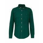Pamučna košulja Polo Ralph Lauren za muškarce, boja: zelena, slim, s button-down ovratnikom - zelena. Košulja iz kolekcije Polo Ralph Lauren izrađena od glatke tkanine. Model izrađen od izuzetno ugodnog pamučnog materijala.