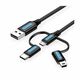 Vention USB-A / 3-in-1 Micro USB-B USB-C Mini USB-B kabel, 0.5m, crni