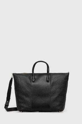 Kožna torba Furla miastella boja: crna - crna. Velika shopper torba iz kolekcije Furla. Model na kopčanje