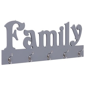 VidaXL Zidna vješalica za kapute FAMILY siva 74 x 29