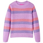 vidaXL Dječji džemper prugasti pleteni ljubičasto-ružičasti 116