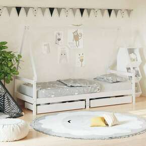 Okvir za dječji krevet s ladicama bijeli 90x190 cm od borovine
