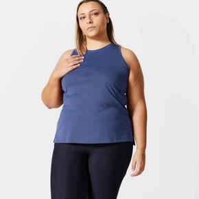 Majica bez rukava za kardio fitness 120 plus-size ravnog kroja ženska plava