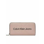 Veliki ženski novčanik Calvin Klein Jeans Sculpted Mono Zip Around Mono K60K607634 Pale Conch TFT