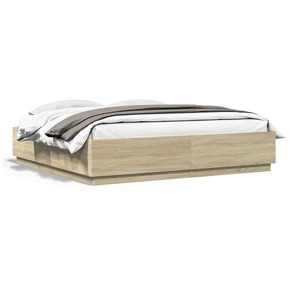 VidaXL Okvir za krevet s LED svjetlima boja hrasta 200 x 200 cm drveni