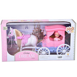 Kočija iz snova set sa ​​konjem i bebom od 7,5cm u ružičastoj boji