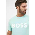 Pamučna majica BOSS Boss Casual boja: zelena, s tiskom - zelena. Majica kratkih rukava iz kolekcije BOSS. Model izrađen od pletiva s tiskom.
