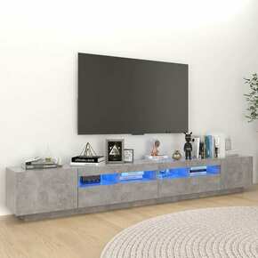 TV ormarić s LED svjetlima siva boja betona 260 x 35 x 40 cm