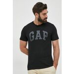 Pamučna majica GAP boja: crna, s tiskom - crna. Majica kratkih rukava iz kolekcije GAP. Model izrađen od pletiva s tiskom.