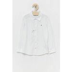 Dječja košulja Tommy Hilfiger boja: bijela - bijela. Dječja košulja iz kolekcije Tommy Hilfiger. Model izrađen od glatke tkanine.