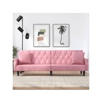Kauč na razvlačenje s naslonima za ruke ružičasti baršunasti