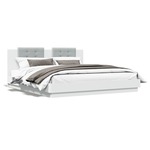 vidaXL Okvir kreveta s uzglavljem i LED svjetlima bijeli 180 x 200 cm