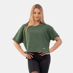 NEBBIA Ženska majica The Minimalist Crop Top Dark Green M/L