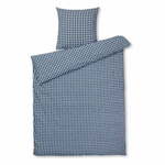 Bijelo-tamno plava posteljina za krevet za jednu osobu od krepa 140x200 cm Bæk&amp;Bølge – JUNA