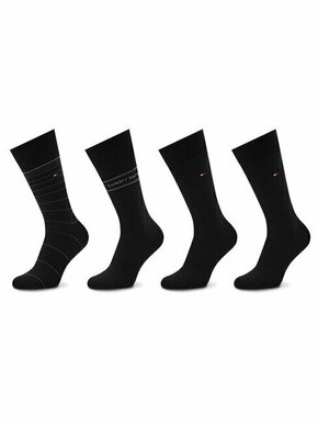 Set od 4 para muških visokih čarapa Tommy Hilfiger 701220146 Black 002