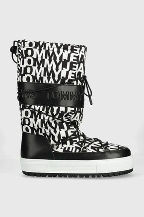 Čizme za snijeg Tommy Jeans EN0EN02163 TOMMY JEANS SNOWBOOT HIGH LOGO boja: crna - crna. Čizme za snijeg iz kolekcije Tommy Jeans. Model izrađen od kombinacije ekološke kože i tekstilnog materijala.