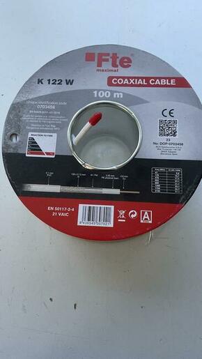COAX kabel 5 mm 75 ohm Fte K122W - BAKAR - BIJELI / 100 metara