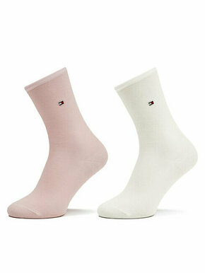 Set od 2 para ženskih visokih čarapa Tommy Hilfiger 371221 Pink Combo 097