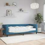 Dnevni krevet s madracem plavi 80 x 200 cm baršunasti