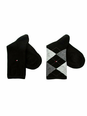 Set od 2 para ženskih visokih čarapa Tommy Hilfiger 443016001 200 Black 39/42