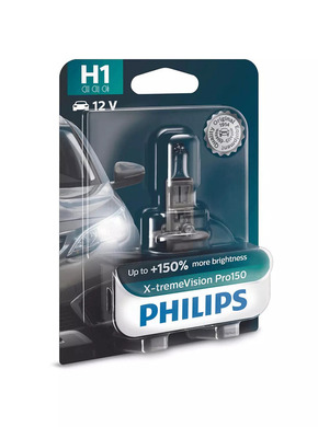 Philips X-treme Vision Pro150 (12V) - do 150% više svjetla - do 20% bjelije (3350-3600K)Philips X-treme Vision Pro150 (12V) - up to 150% more light H1-X150-1