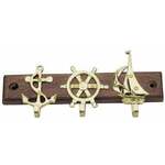 Sea-Club Keyholder with anchor - wheel &amp; sailbrass on wood