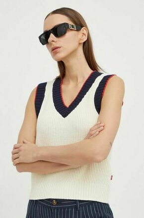 LEVI'S ® Pulover 'Brynn Sweater Vest' boja pijeska / mornarsko plava / crvena