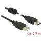 Delock USB kabel USB 2.0 USB-A utikač, USB-A utikač 0.50 m crna s feritnom jezgrom 84888