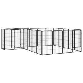 VidaXL Ograda za pse s 22 panela crna 50 x 100 cm čelik obložen prahom