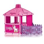 Dolu Kućica za igru s ogradom - City House Jednorog roza, 135x156x104 cm