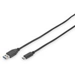 Digitus USB kabel USB 3.2 gen. 1 (USB 3.0) USB-C™ utikač, USB-A utikač 1.00 m crna okrugli, dvostruko zaštićen
