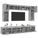vidaXL 8-dijelni set zidnih TV ormarića s LED svjetlima boja betona