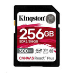 Kingston 256 GB Canvas React Plus SDXC UHS-II 300R / 260 W U3 V90 za Full HD / 4K / 8K