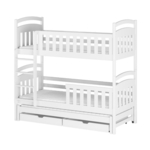 Drveni dječji krevet na kat Viki s tri kreveta i ladicom, 200 x 90 cm, bijeli