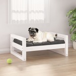 Krevet za pse bijeli 65,5x50,5x28 cm od masivne borovine