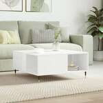 Stolić za kavu sjajni bijeli 80x80x36,5 cm konstruirano drvo