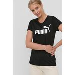 Pamučna majica Puma boja: crna - crna. Majica iz kolekcije Puma. Model izrađen od tanke, elastične pletenine.